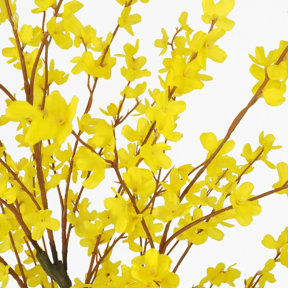 Floral decoration - Artificial forsythia, black plastic pot – Yellow - LIGNE DÉCO