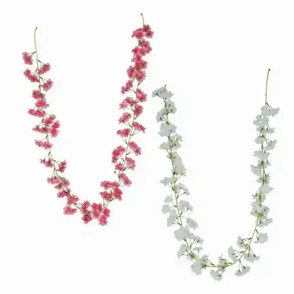 Floral decoration - Artificial apple blossom garland – 135 flowers – White and pink - LIGNE DÉCO