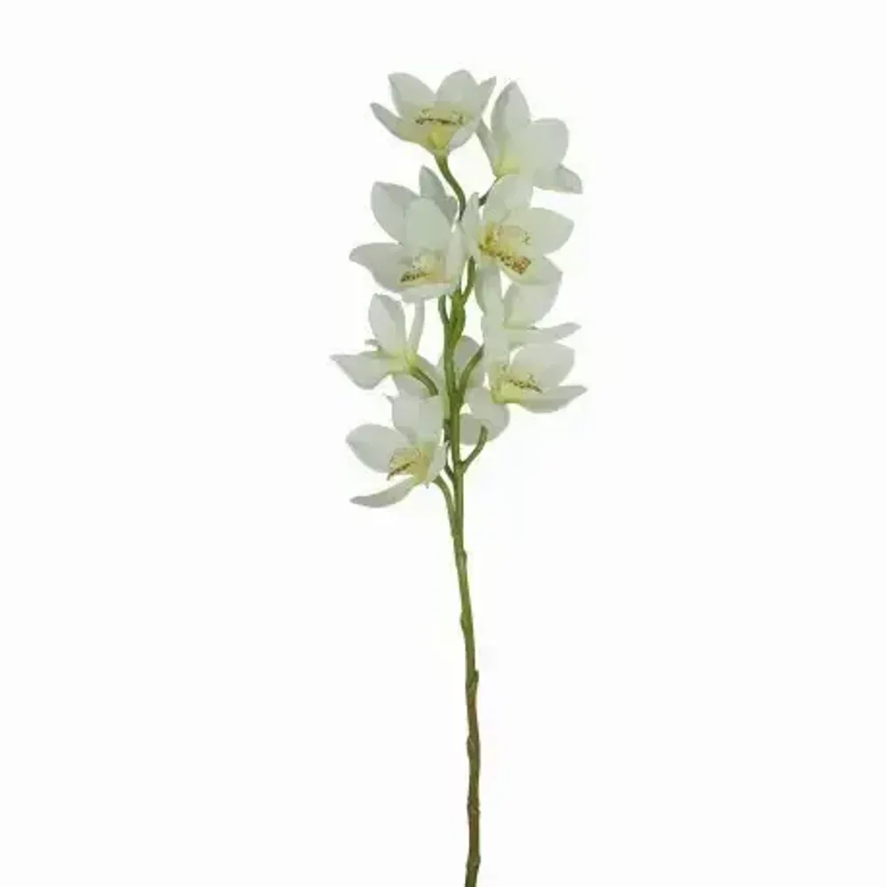 Floral decoration - Artificial orchid stem – 10 flowers – Cream - LIGNE DÉCO