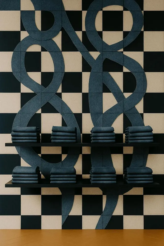 Wall panels - custom decor for a jean shop - ATELIER ANOVA