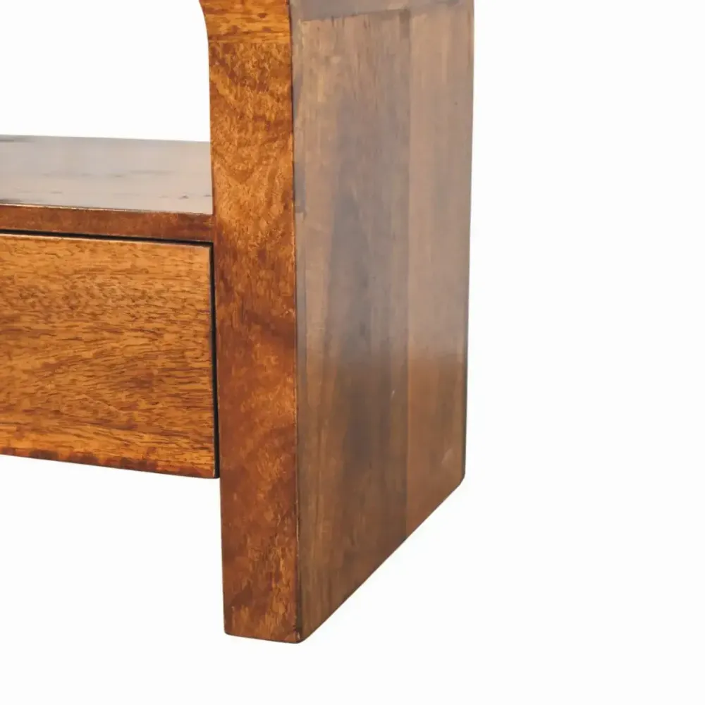 Night tables - Solid Wood Darcy Chestnut Nightstand, 1 Drawer and Open Shelf, Dark Brown - ARTISAN FURNITURE