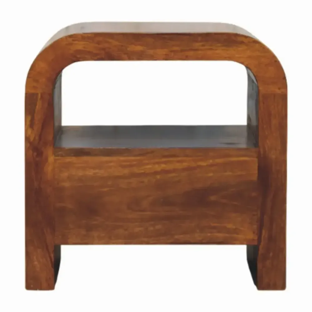 Night tables - Solid Wood Darcy Chestnut Nightstand, 1 Drawer and Open Shelf, Dark Brown - ARTISAN FURNITURE