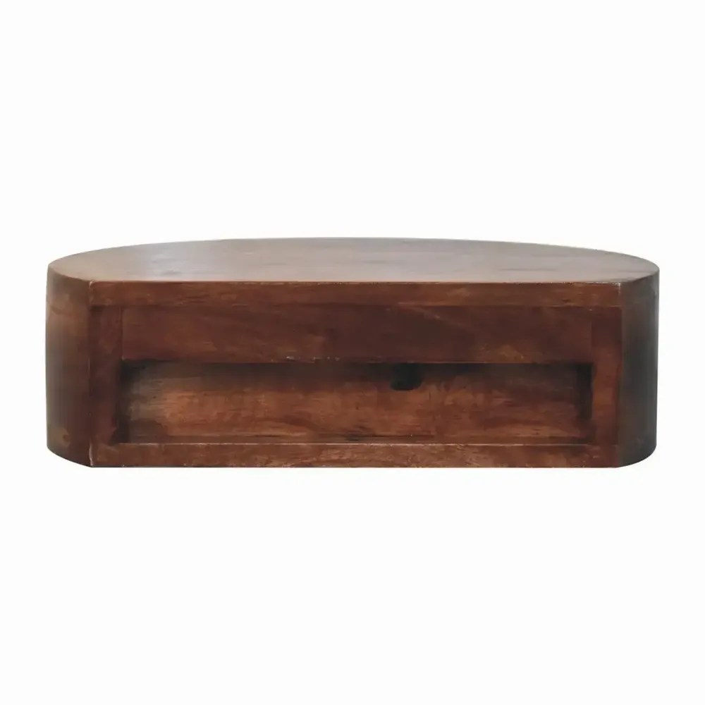 Tables de nuit - Table de Chevet Murale Arrondie en Bois Massif Honey Caramel, 1 Tiroir, Brun Foncé - ARTISAN FURNITURE
