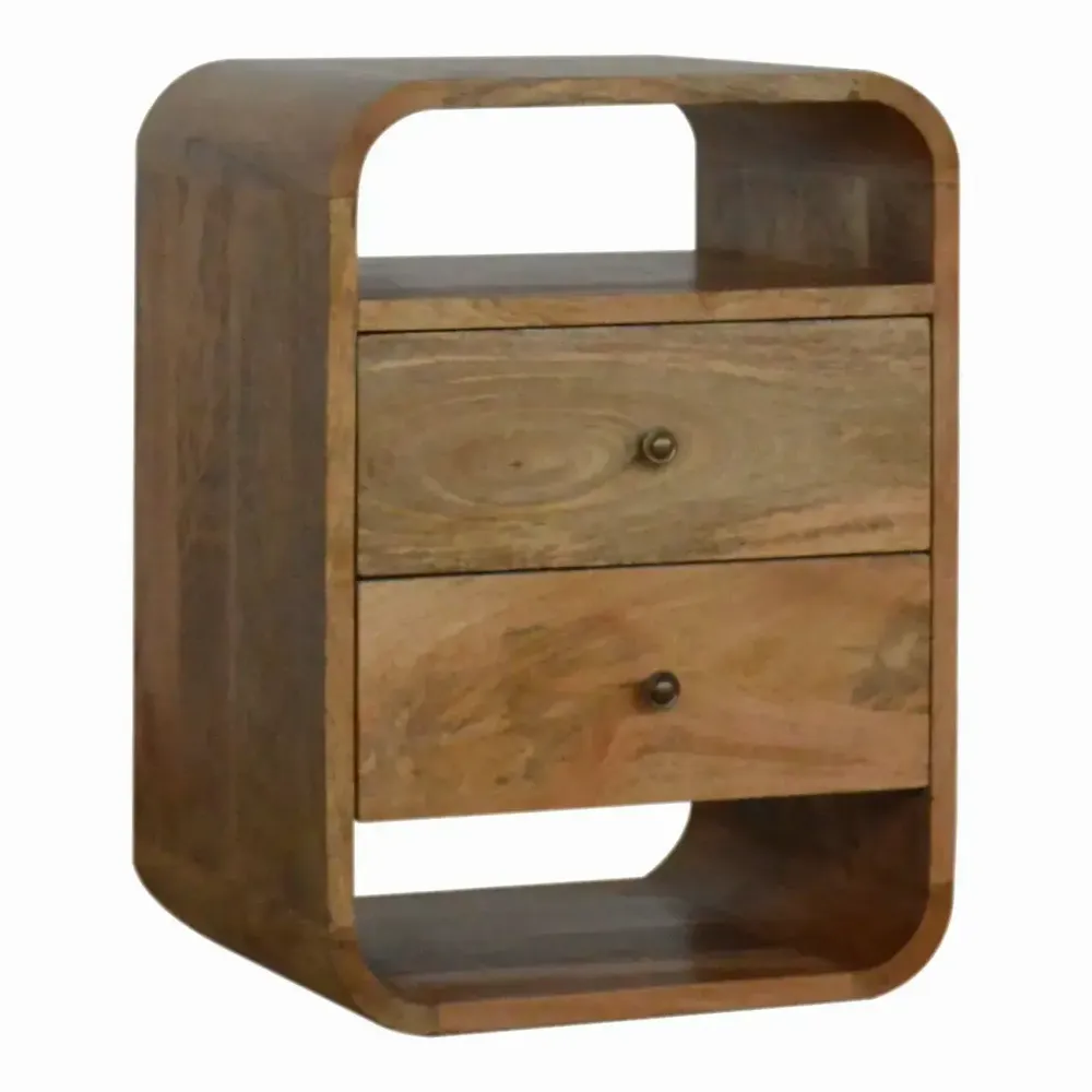 Night tables - Artisan Furniture Solid Wood London Nightstand, 2 Drawers and 2 Open Slots, Beige - ARTISAN FURNITURE
