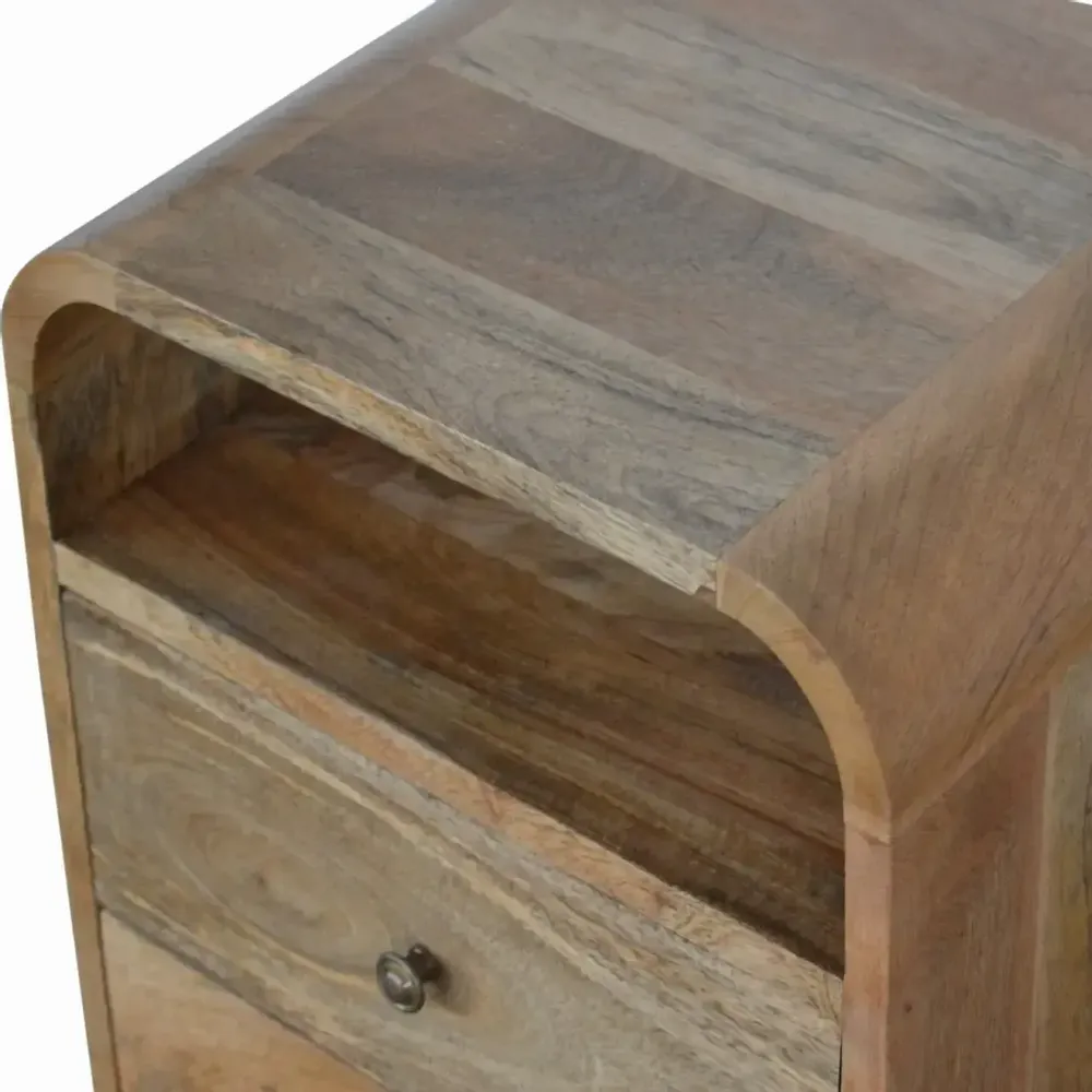 Night tables - Artisan Furniture Solid Wood London Nightstand, 2 Drawers and 2 Open Slots, Beige - ARTISAN FURNITURE