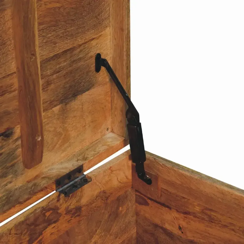 Boîtes de rangement  - Coffre de Rangement en Cuir Buffalo et Bois Massif Oak-ish, Ouverture par le Dessus, Marron - ARTISAN FURNITURE