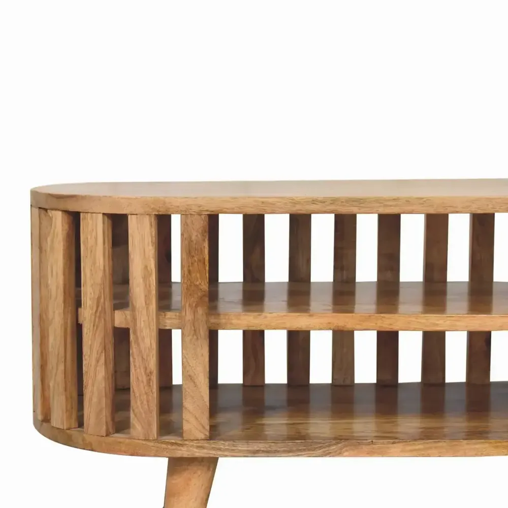 TV stands - Artisan Furniture Solid Wood Mini Ariella Media Unit, 2 Open Shelves, Beige - ARTISAN FURNITURE