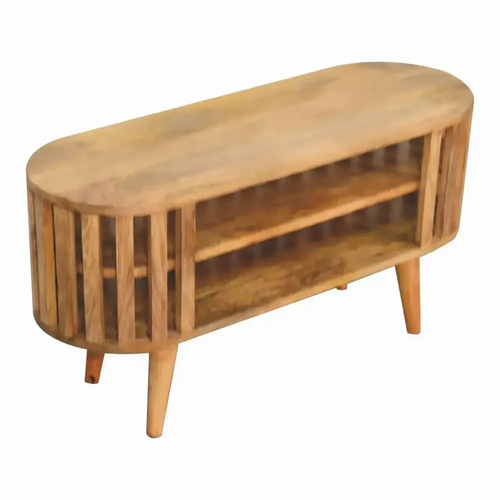 TV stands - Artisan Furniture Solid Wood Mini Ariella Media Unit, 2 Open Shelves, Beige - ARTISAN FURNITURE