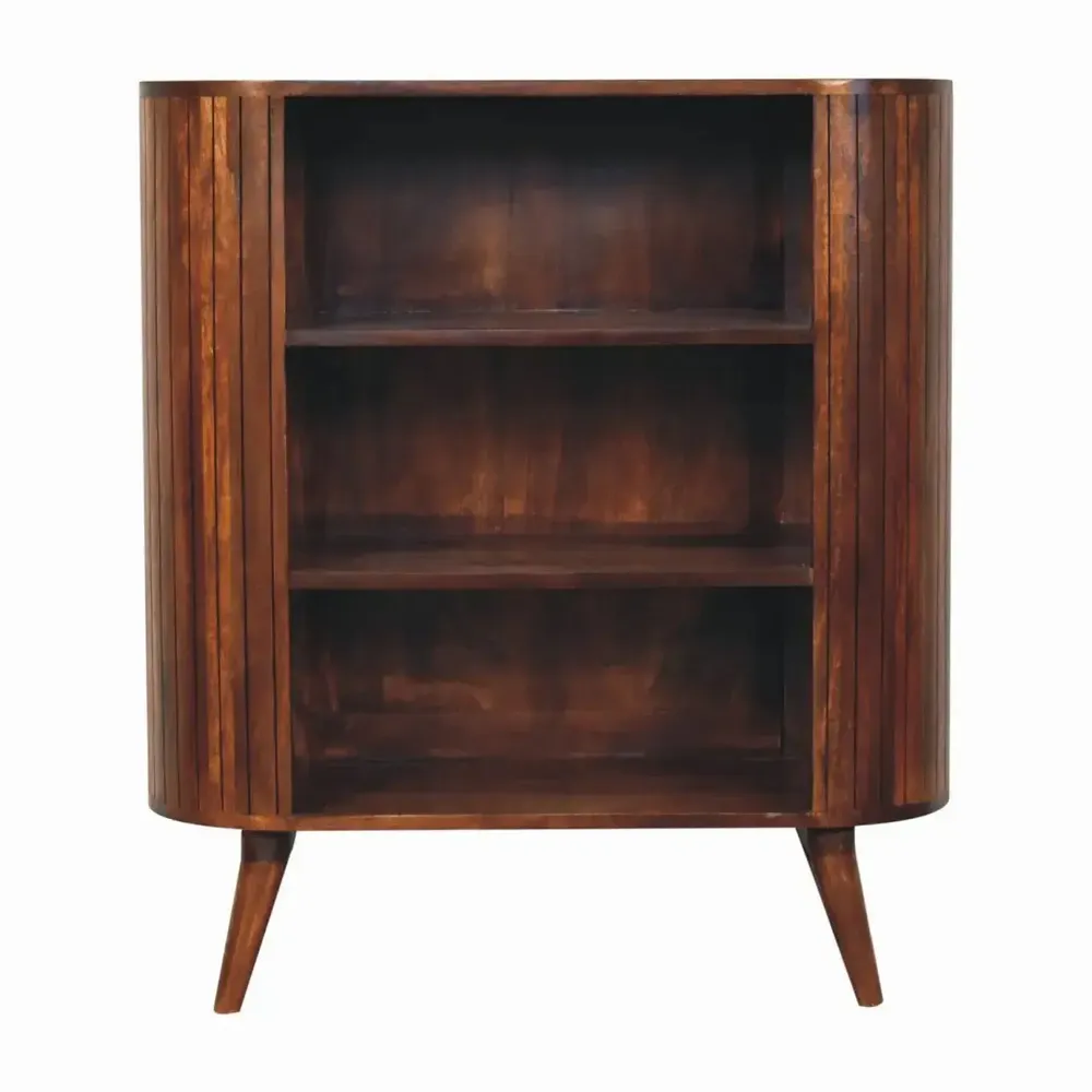Sideboards - Artisan Furniture Solid Wood Cortez Chestnut Open Cabinet, 3 Open Shelves, Dark Brown - ARTISAN FURNITURE