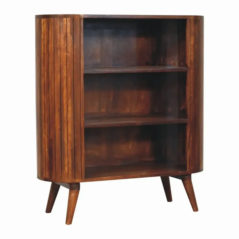 Sideboards - Artisan Furniture Solid Wood Cortez Chestnut Open Cabinet, 3 Open Shelves, Dark Brown - ARTISAN FURNITURE