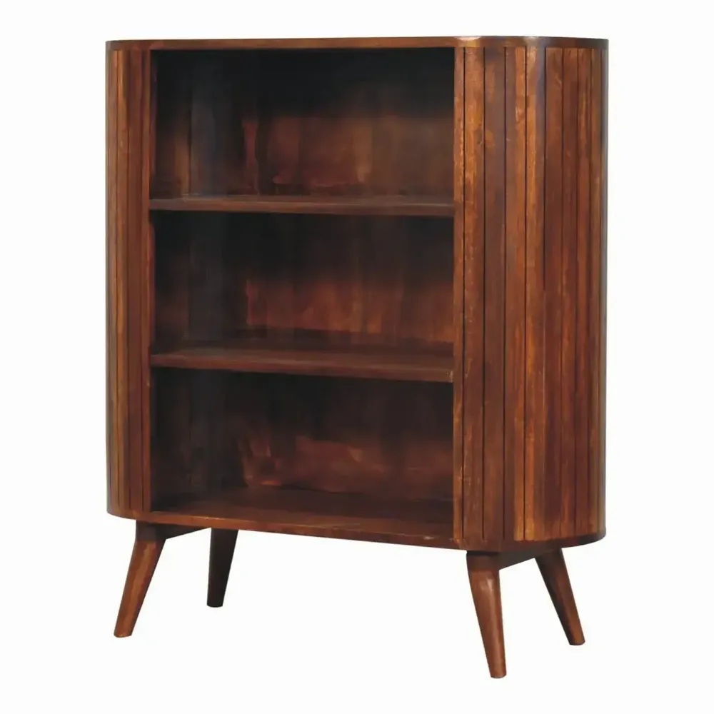 Sideboards - Artisan Furniture Solid Wood Cortez Chestnut Open Cabinet, 3 Open Shelves, Dark Brown - ARTISAN FURNITURE