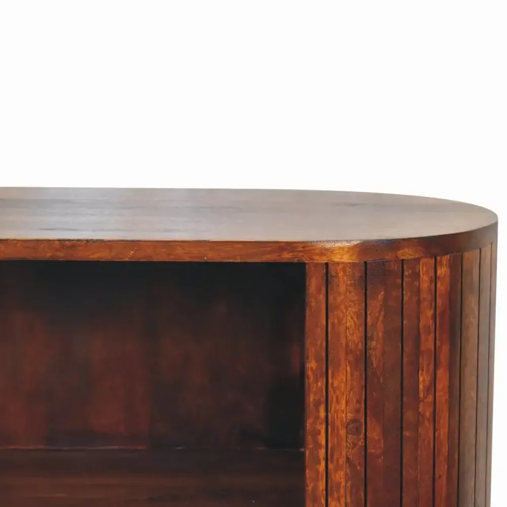 Sideboards - Artisan Furniture Solid Wood Cortez Chestnut Open Cabinet, 3 Open Shelves, Dark Brown - ARTISAN FURNITURE