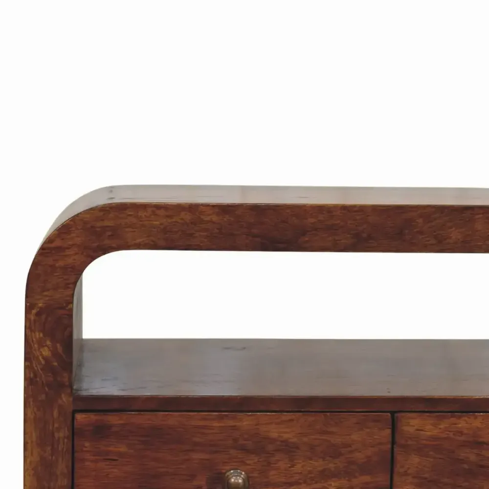 Meubles TV - Meuble TV Darcy Chestnut en Bois Massif Artisan Furniture, 3 Tiroirs et Niche Ouverte, Brun Foncé - ARTISAN FURNITURE