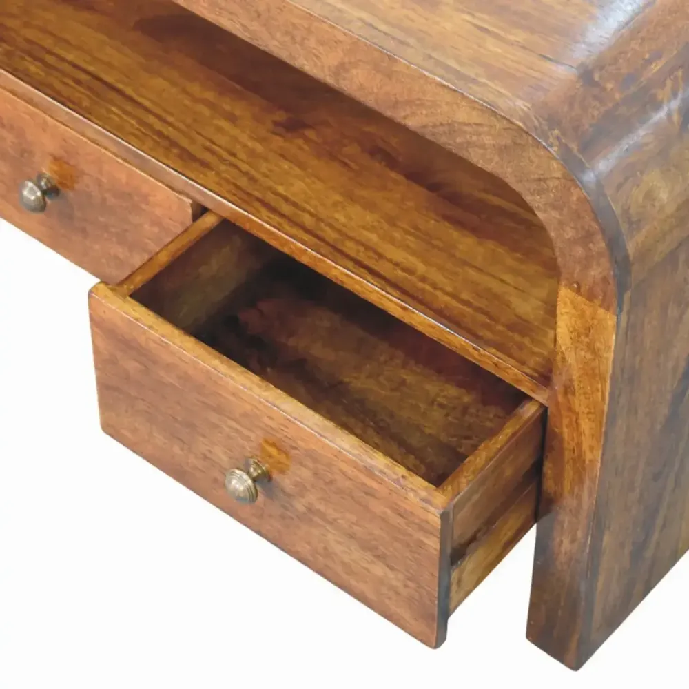 Meubles TV - Meuble TV Darcy Chestnut en Bois Massif Artisan Furniture, 3 Tiroirs et Niche Ouverte, Brun Foncé - ARTISAN FURNITURE