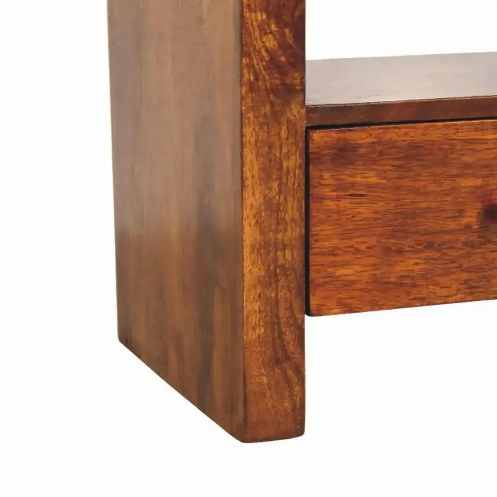 Meubles TV - Meuble TV Darcy Chestnut en Bois Massif Artisan Furniture, 3 Tiroirs et Niche Ouverte, Brun Foncé - ARTISAN FURNITURE