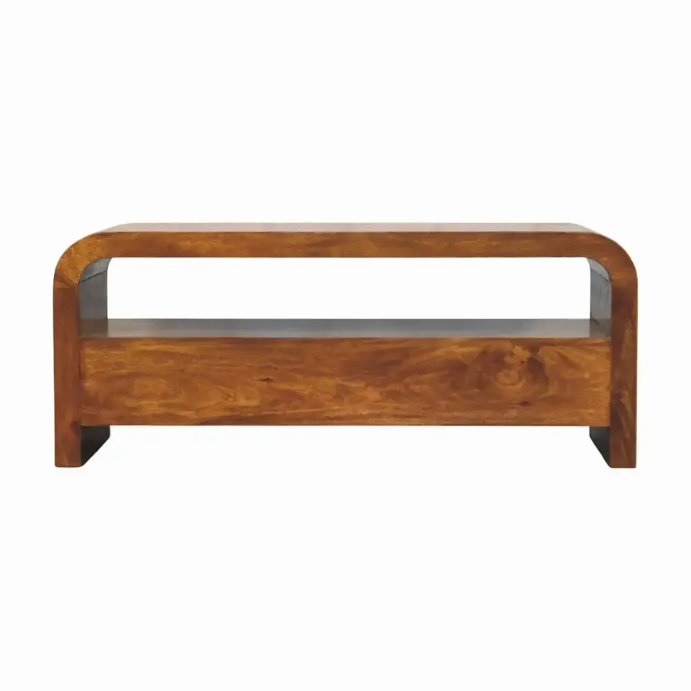 Meubles TV - Meuble TV Darcy Chestnut en Bois Massif Artisan Furniture, 3 Tiroirs et Niche Ouverte, Brun Foncé - ARTISAN FURNITURE