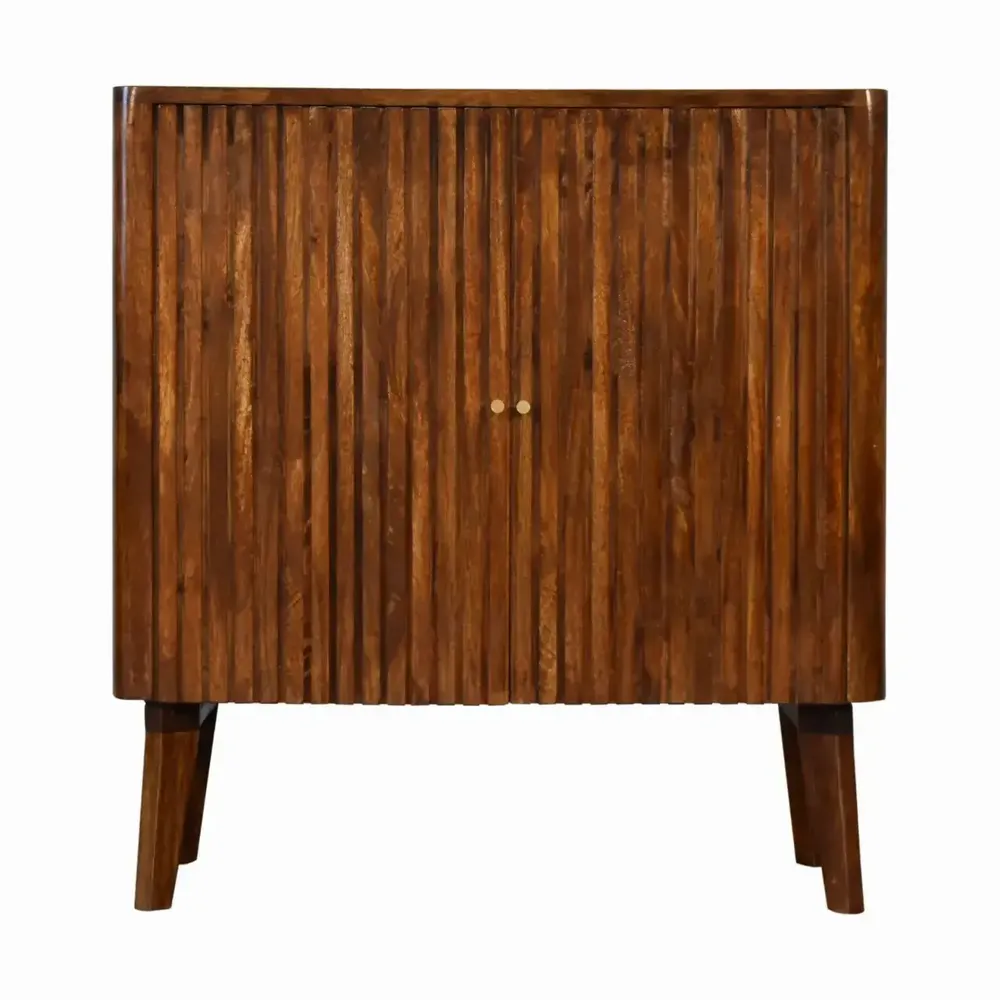 Sideboards - Artisan Furniture Solid Wood Reeve Cabinet, 2 Doors and 2 Shelves, Dark Brown - ARTISAN FURNITURE