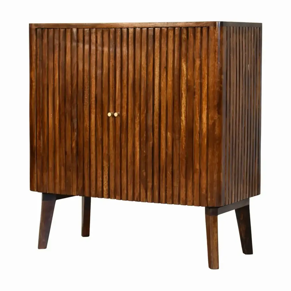 Sideboards - Artisan Furniture Solid Wood Reeve Cabinet, 2 Doors and 2 Shelves, Dark Brown - ARTISAN FURNITURE