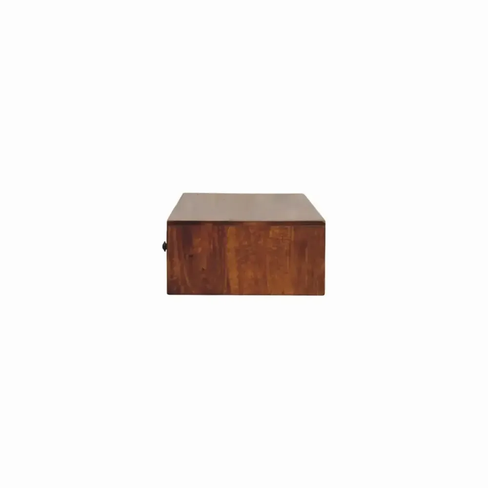 Console table - Artisan Furniture Solid Wood Lunar Chestnut Wall Mounted Console, 2 Drawers, Dark Brown - ARTISAN FURNITURE