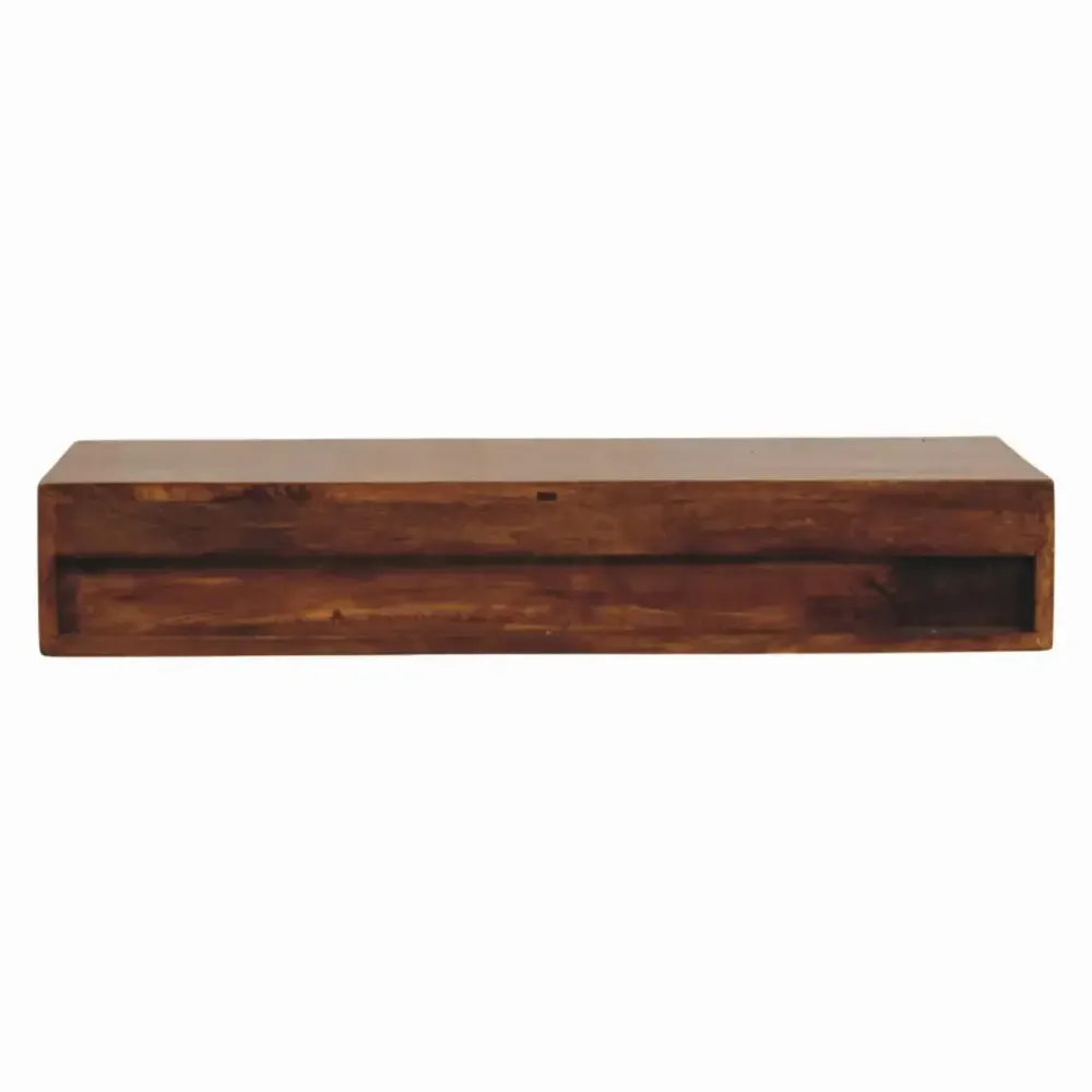 Console table - Artisan Furniture Solid Wood Lunar Chestnut Wall Mounted Console, 2 Drawers, Dark Brown - ARTISAN FURNITURE
