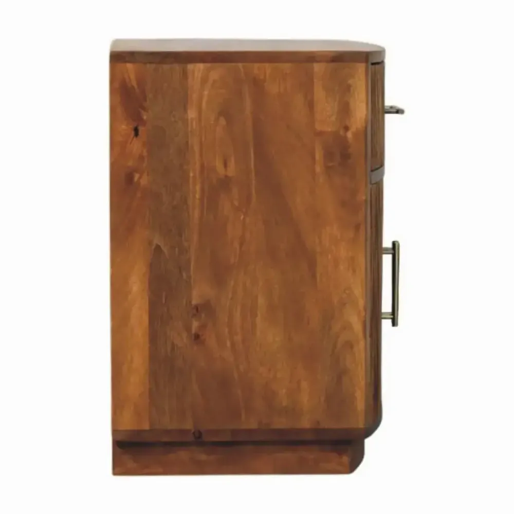 Console table - Artisan Furniture Solid Wood Lunar Chestnut Wall Mounted Console, 2 Drawers, Dark Brown - ARTISAN FURNITURE