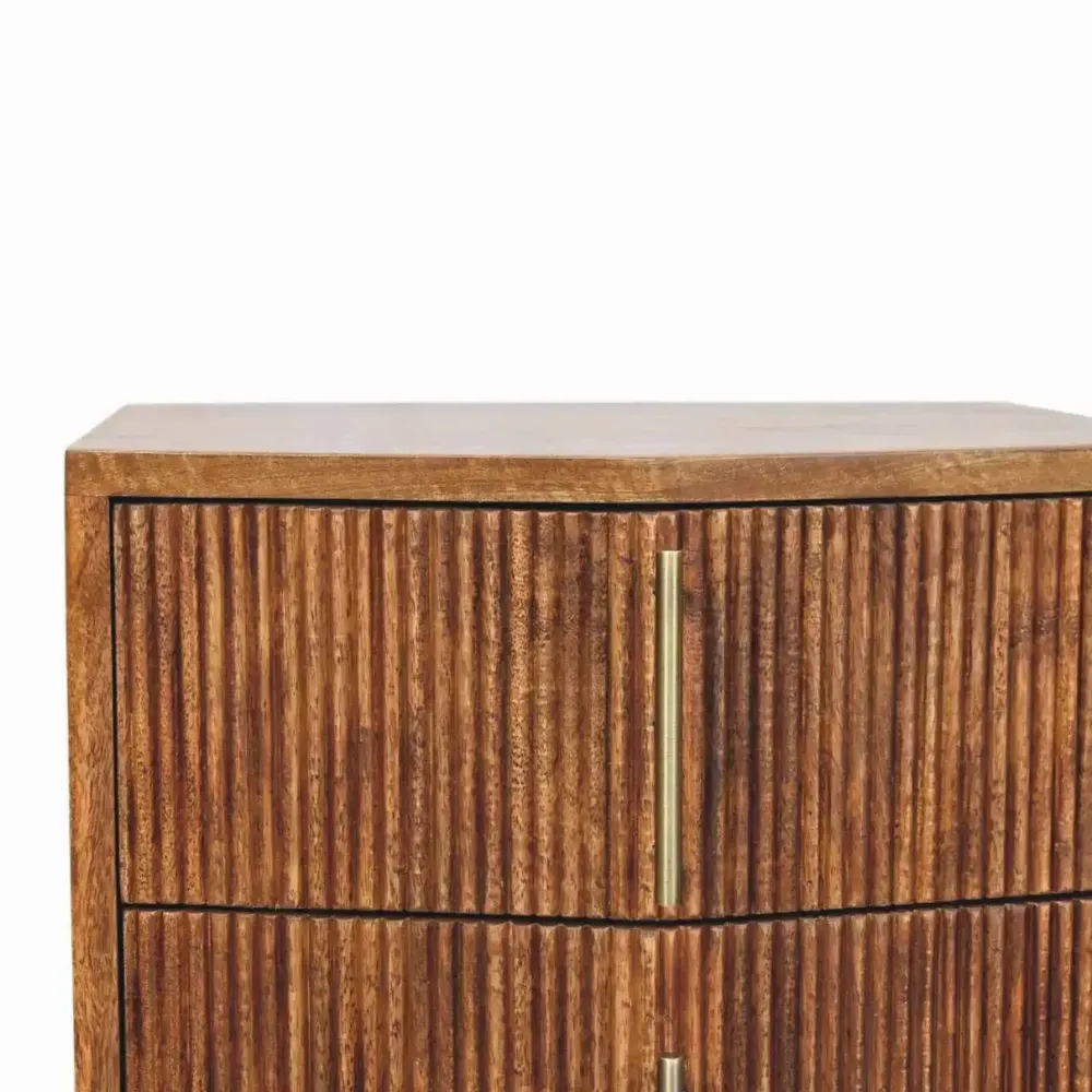 Night tables - Artisan Furniture Solid Wood Louvre Nightstand Unit, 2 Drawers, Light Brown - ARTISAN FURNITURE