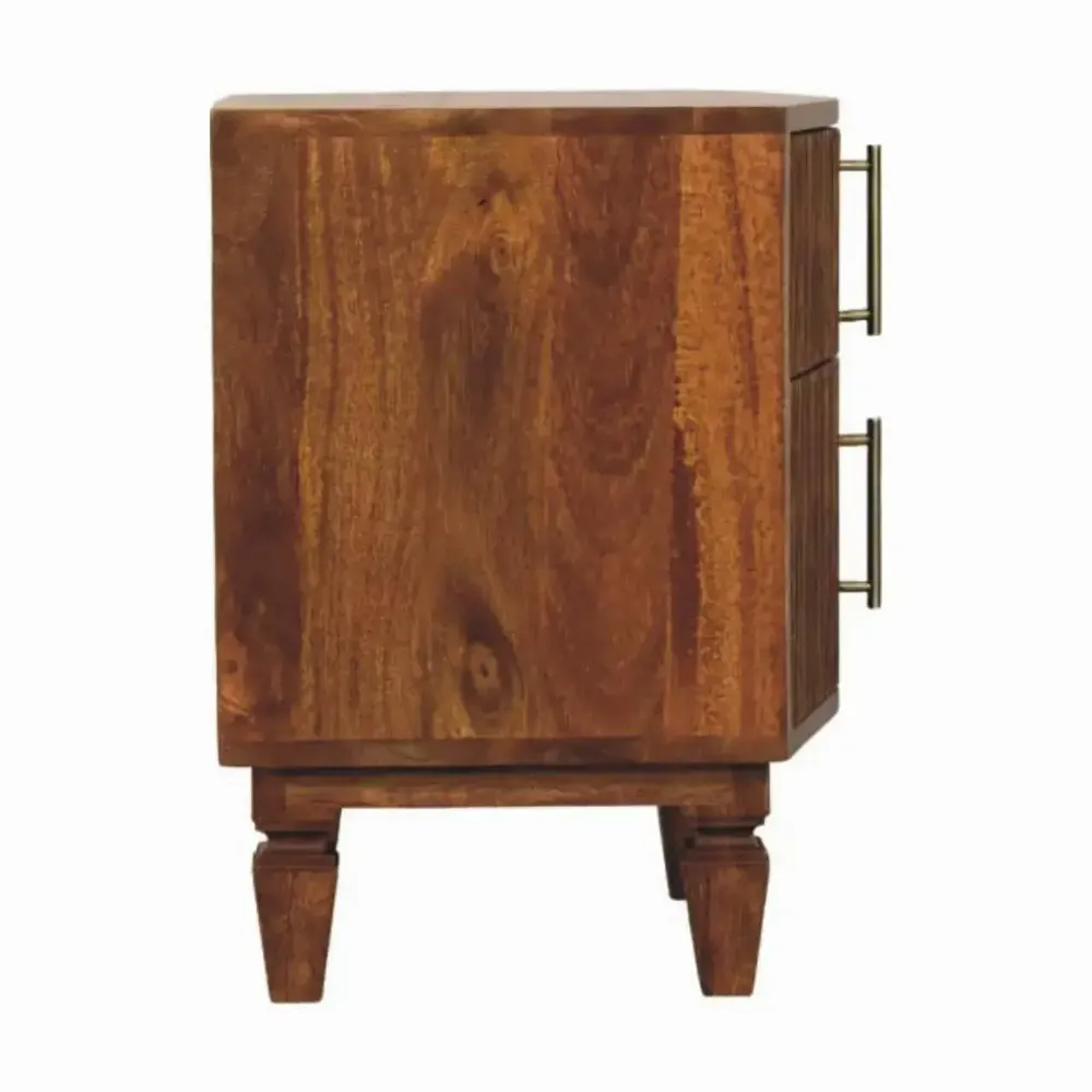 Night tables - Artisan Furniture Solid Wood Louvre Nightstand Unit, 2 Drawers, Light Brown - ARTISAN FURNITURE