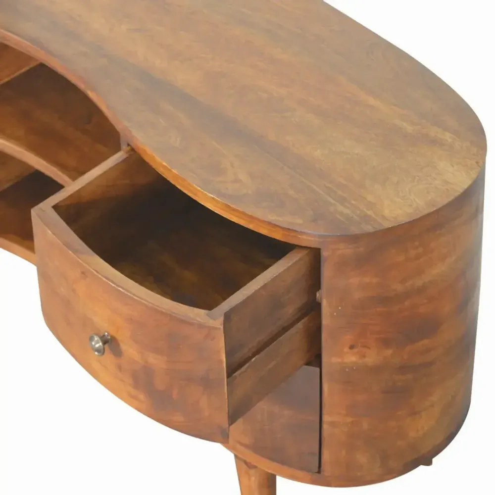 TV stands - Artisan Furniture Solid Wood Chestnut Wave Entertainment Unit, 4 Drawers and 2 Open Shelves, Dark Brown - ARTISAN FURNITURE