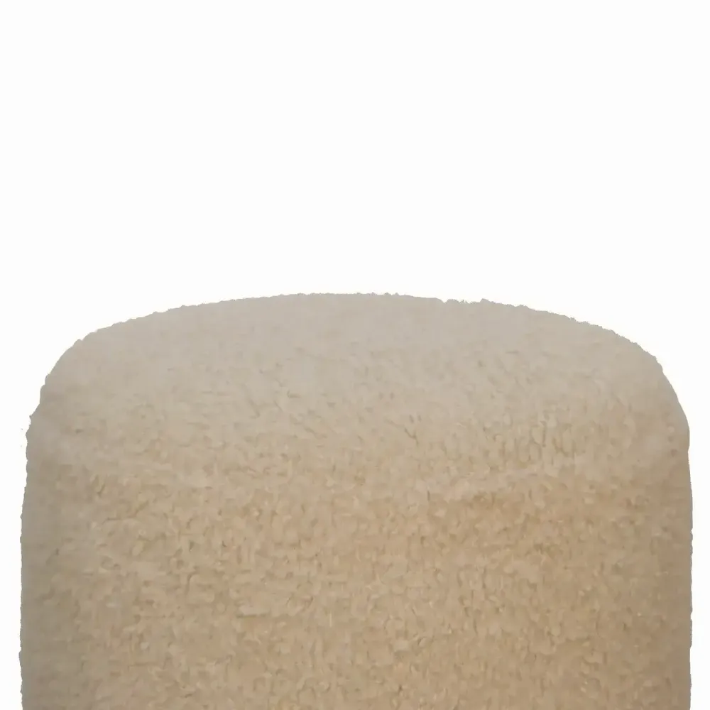 Poufs - Tabouret Rond Bouclé en Bois Massif Artisan Furniture, Crème - ARTISAN FURNITURE