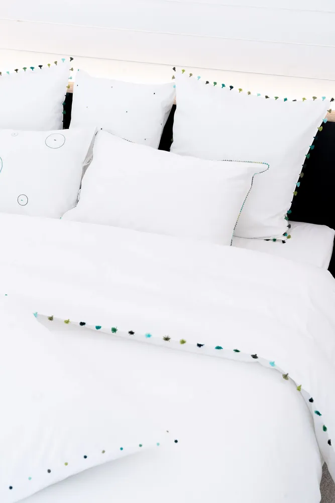 Bed linens - White cotton bed linen with tassels - MIA ZIA