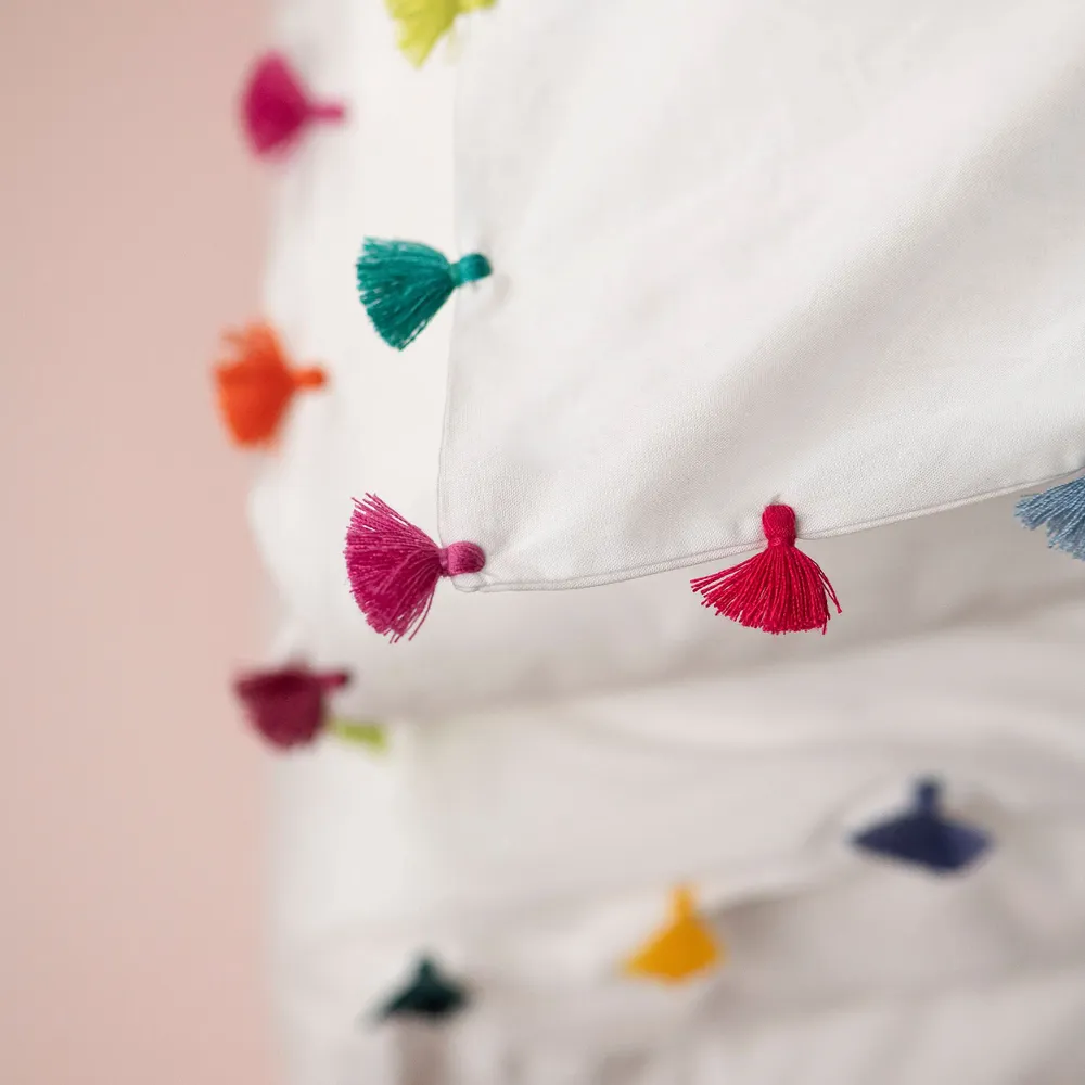 Bed linens - White cotton bed linen with tassels - MIA ZIA