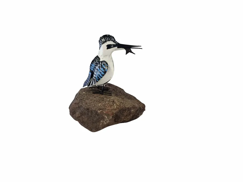 Accessoires de déco extérieure - sculpture martin pécheur pie métal recyclé - TERRE SAUVAGE