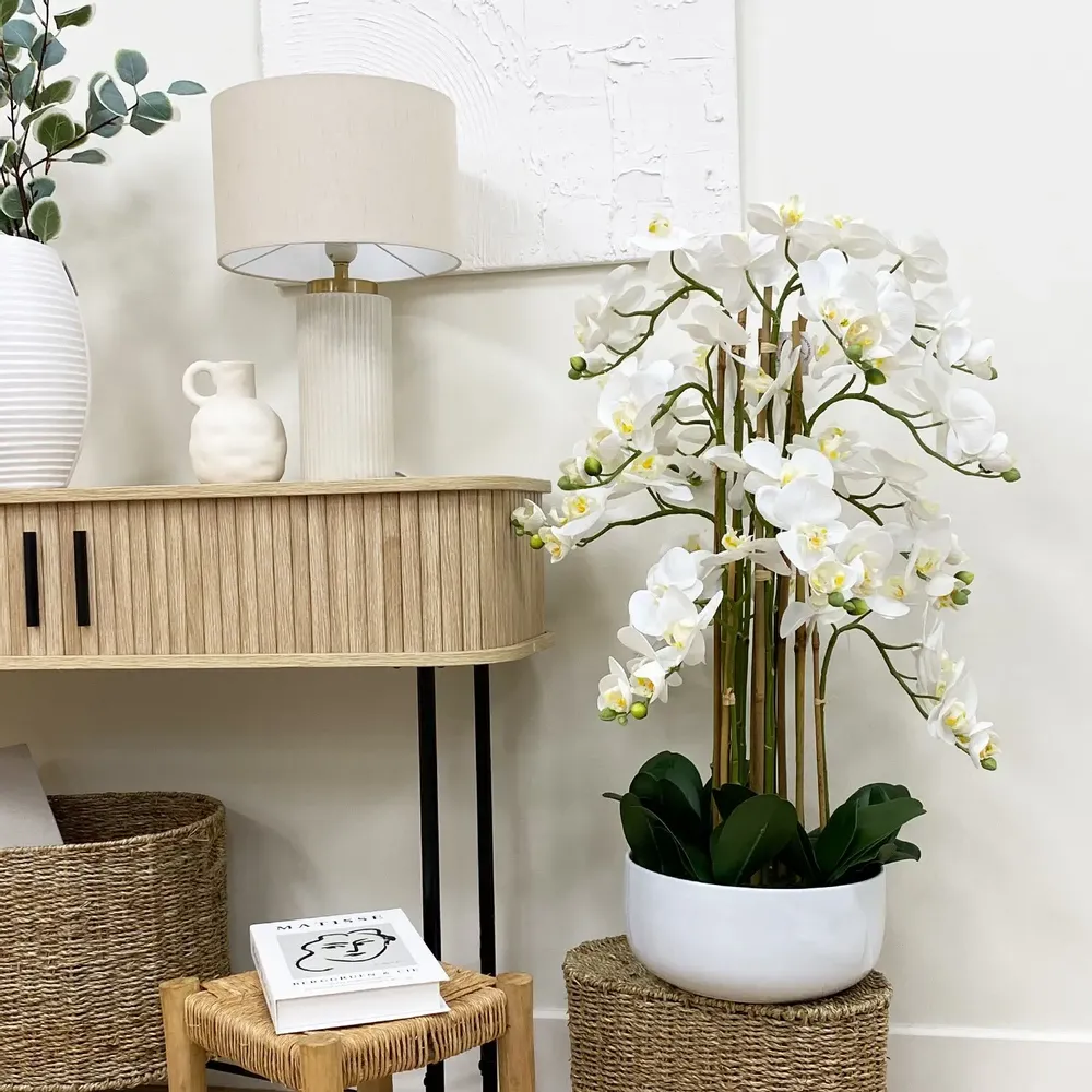 Décorations florales - Orchidée artificielle en pot céramique - LIGNE DÉCO
