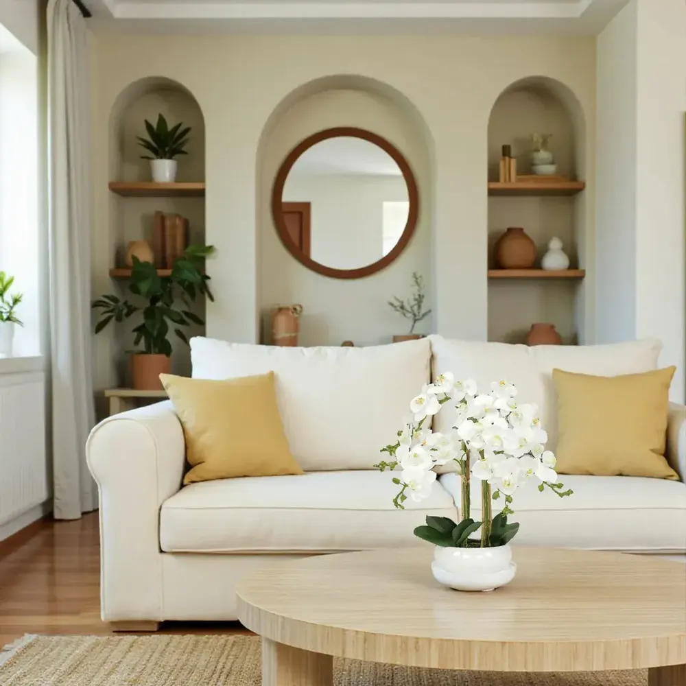 Floral decoration - “Real Touch” Orchid in Ceramic Bowl - LIGNE DÉCO