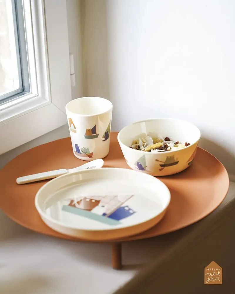 Children's mealtime - MARINE CATS 4-PIECE GIFT BOX - PETIT JOUR PARIS