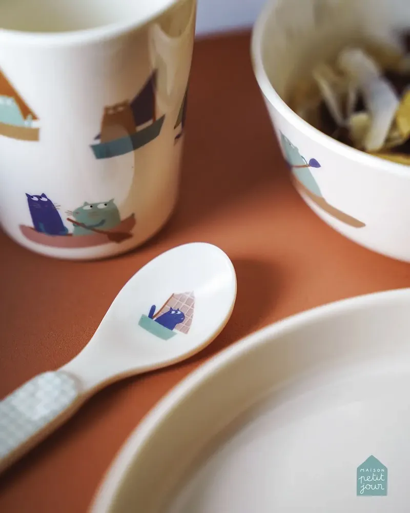 Children's mealtime - MARINE CATS 4-PIECE GIFT BOX - PETIT JOUR PARIS