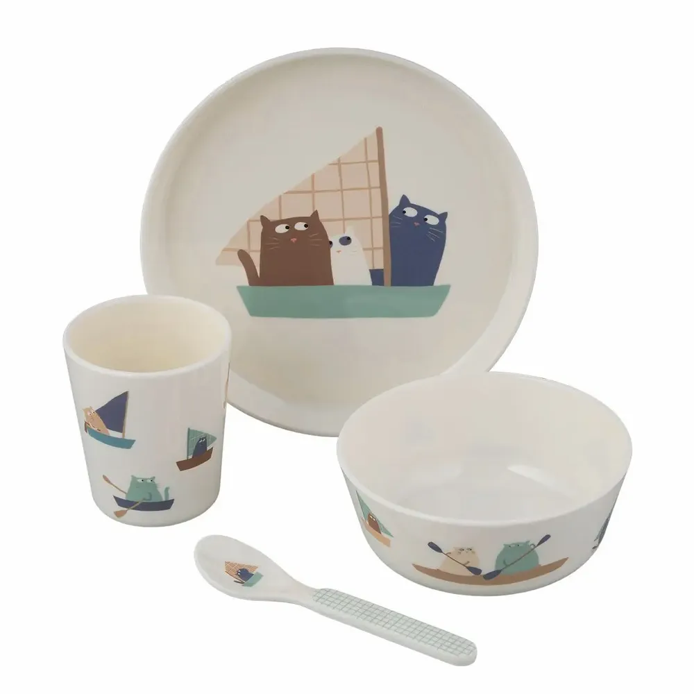 Children's mealtime - MARINE CATS 4-PIECE GIFT BOX - PETIT JOUR PARIS