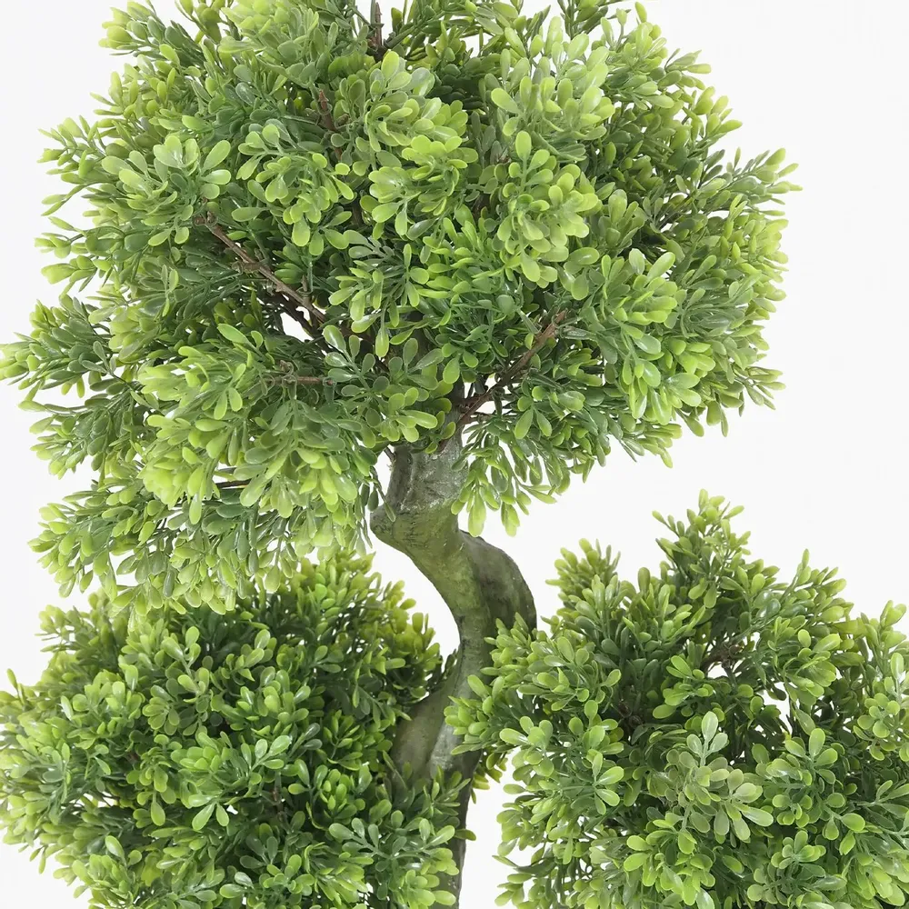 Décorations florales - Bonsaï de buis artificiel 4 têtes en pot plastique noir - LIGNE DÉCO