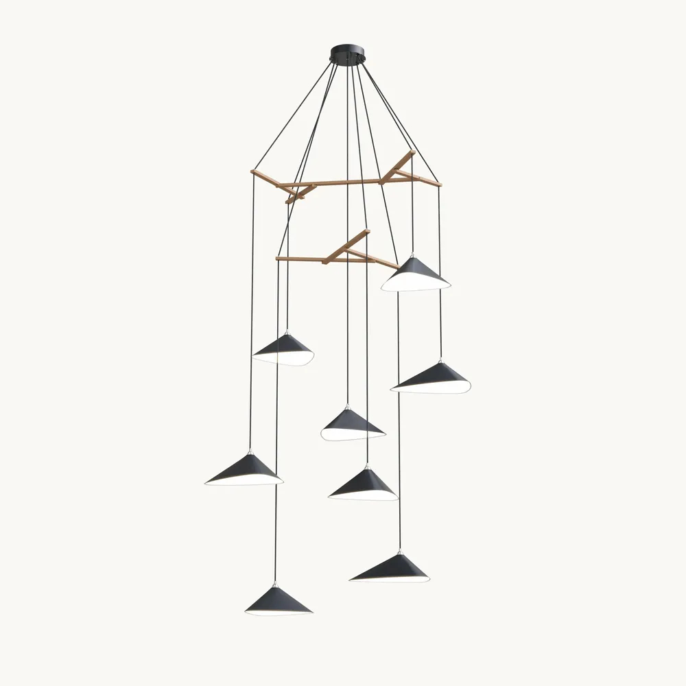 Hanging lights - Emily V8 – Vertical Multi-Light Chandelier for Lobbies & High Ceilings - MOSS OBJECTS