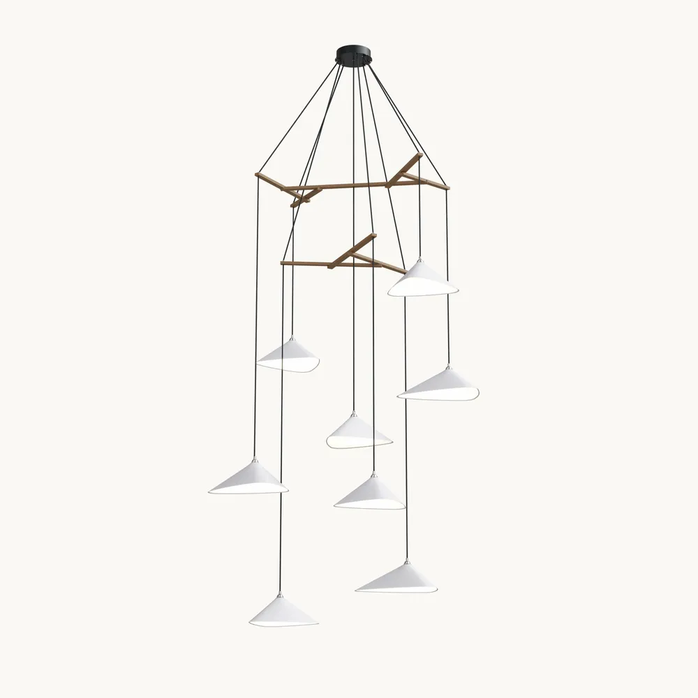 Hanging lights - Emily V8 – Vertical Multi-Light Chandelier for Lobbies & High Ceilings - MOSS OBJECTS