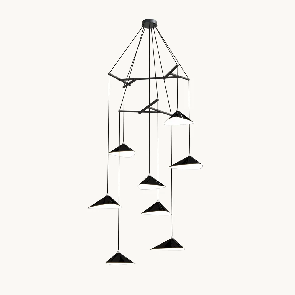 Hanging lights - Emily V8 – Vertical Multi-Light Chandelier for Lobbies & High Ceilings - MOSS OBJECTS
