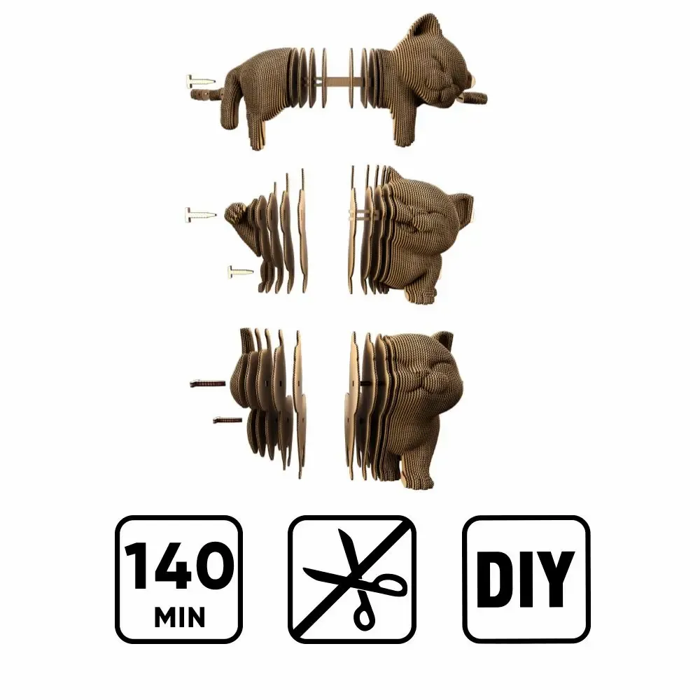 Loisirs créatifs pour enfant - TRIO DE CHATONS - Puzzle 3D CARTONIQUE - CARTONIC 3D PUZZLES