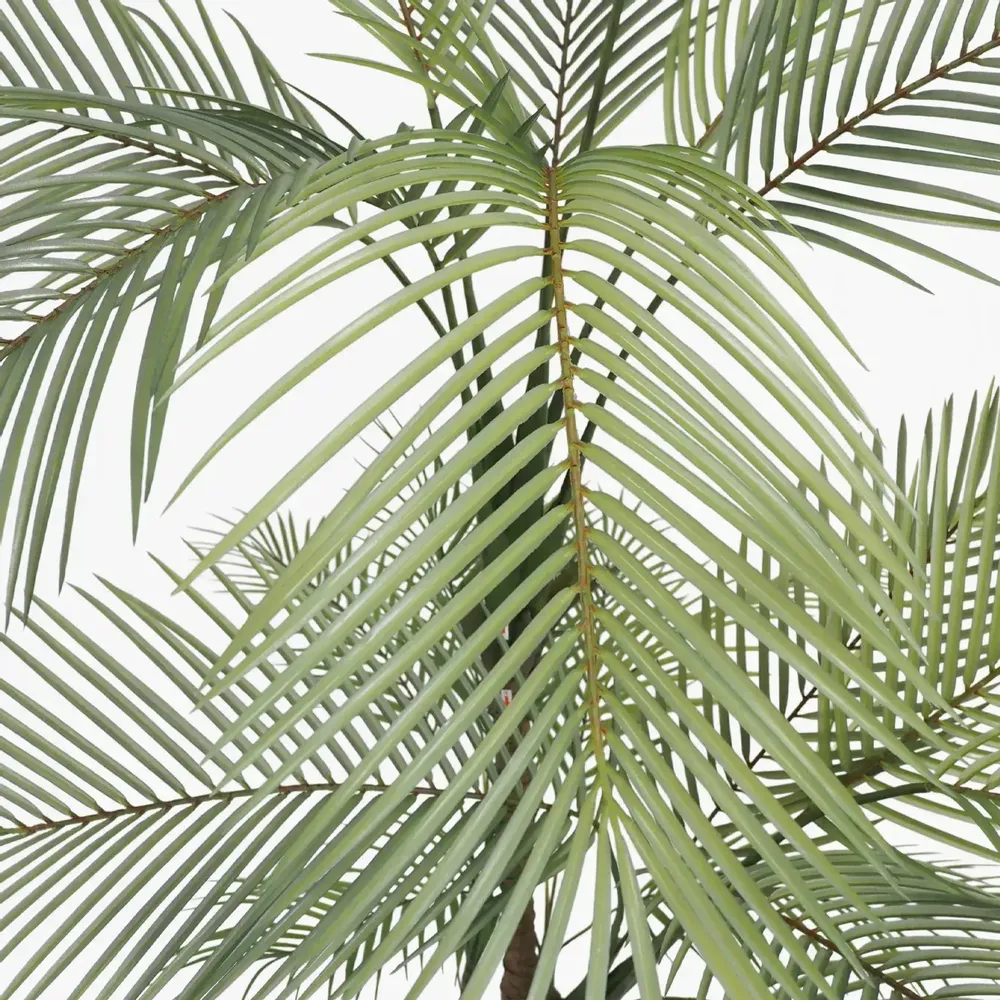 Décorations florales - Palmier artificiel 13 feuilles en pot plastique blanc - LIGNE DÉCO