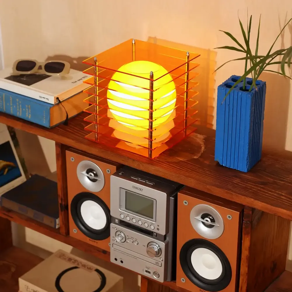 Lampes à poser - Lampe LOP petite carrée en acrylique orange - BANG