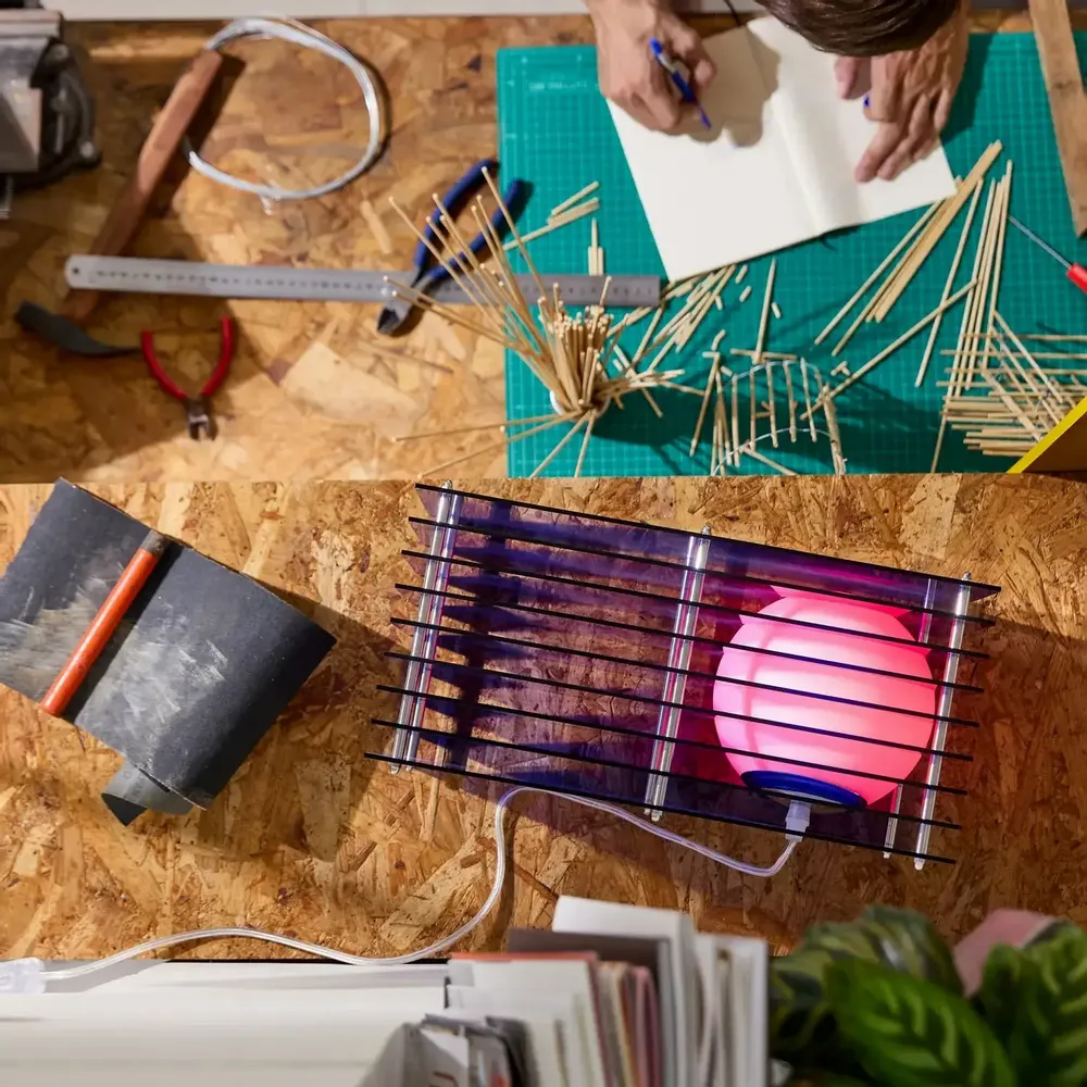 Lampes à poser - Lampe LOP petit rectangle en acrylique bleu - BANG