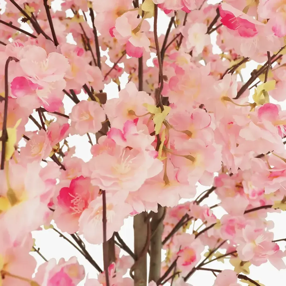 Décorations florales - Pommier artificiel retombant 1398 fleurs en pot plastique noir – Rose - LIGNE DÉCO