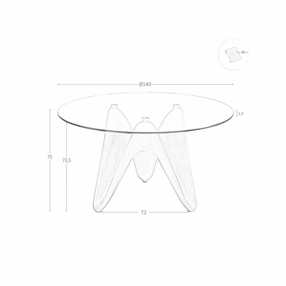 Tables Salle à Manger - Table à manger ronde verre trempé - ANGEL CERDÁ