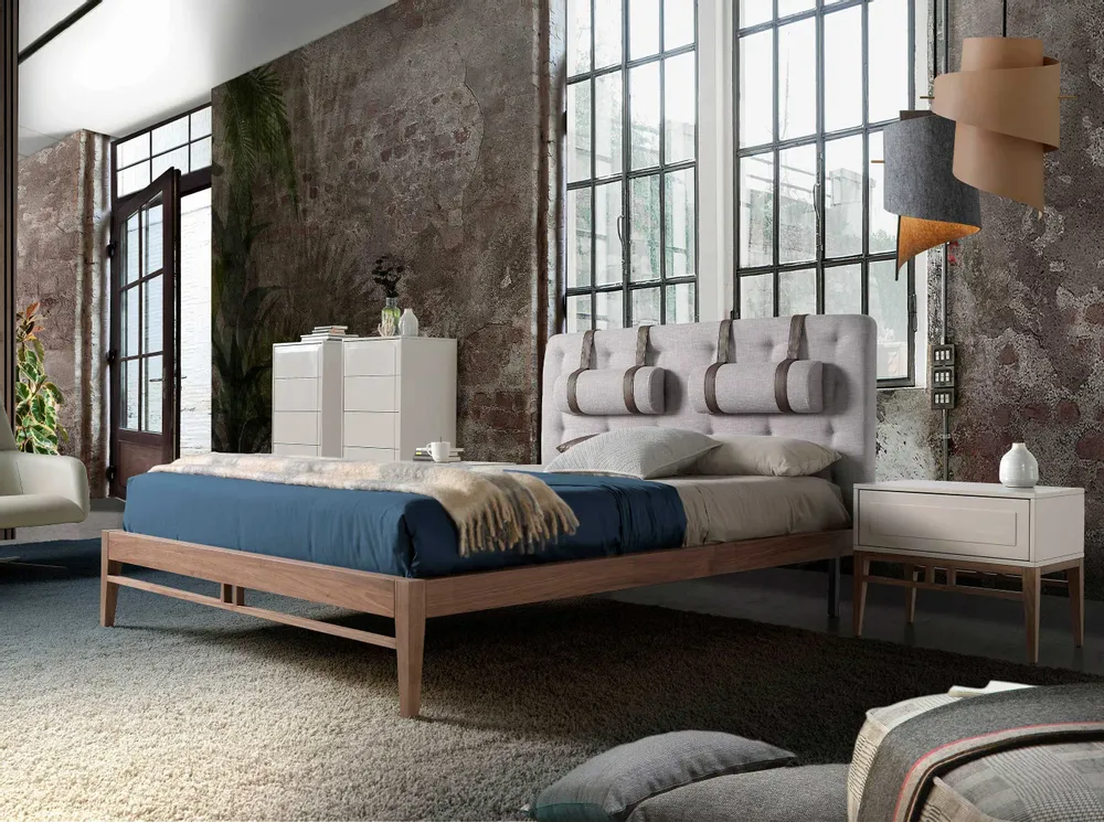 Tables de nuit - Table de chevet grise et noyer - ANGEL CERDÁ