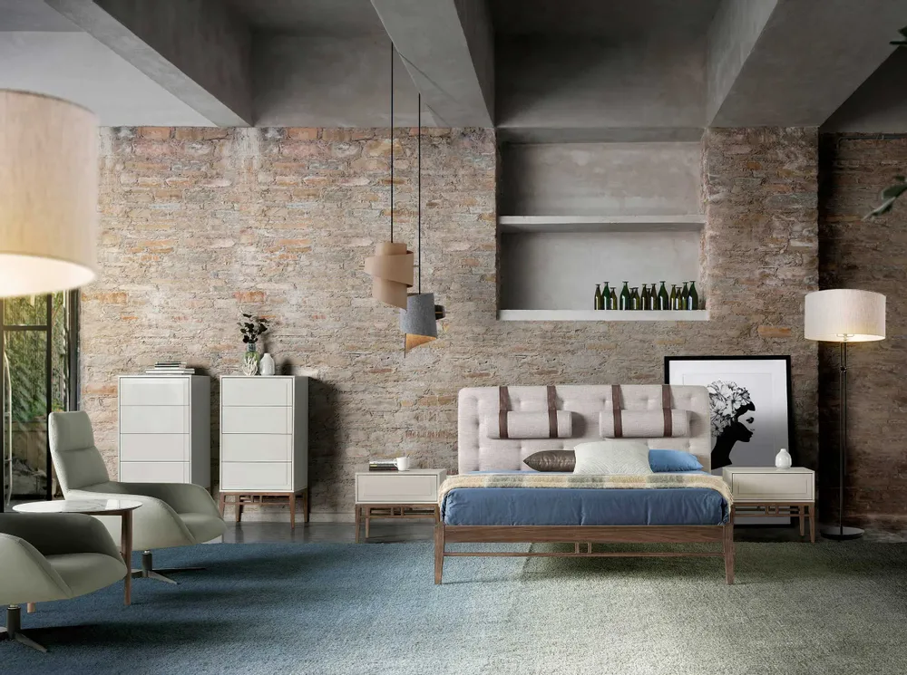 Tables de nuit - Table de chevet grise et noyer - ANGEL CERDÁ