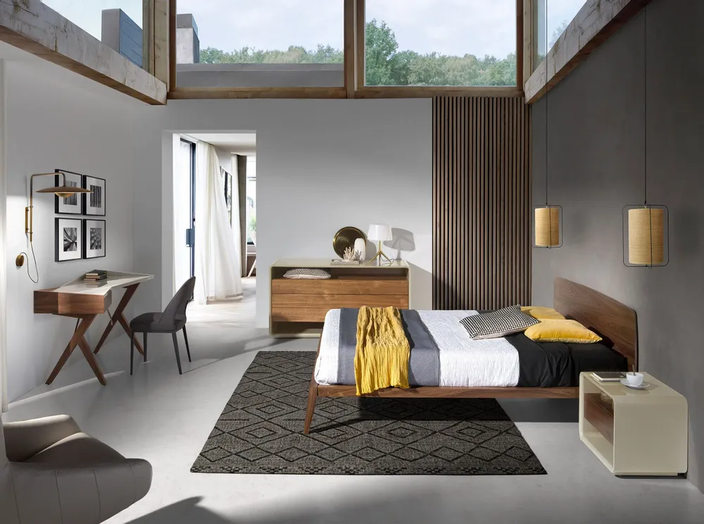 Tables de nuit - Table de chevet en bois laqué et noyer - ANGEL CERDÁ